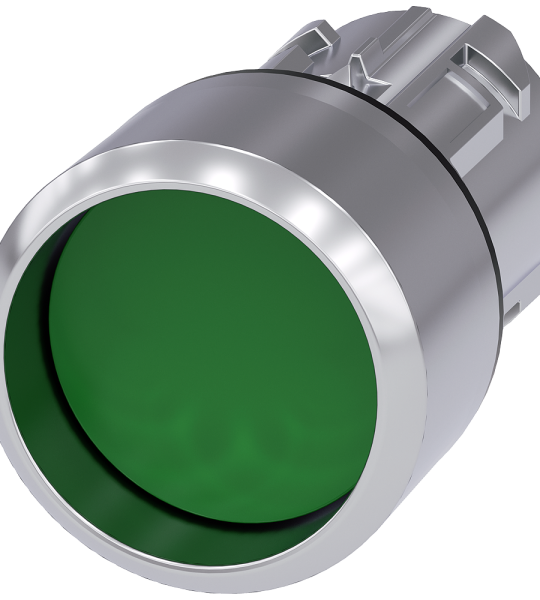 3SU1050-0CB40-0AA0 Pulsador, 22 mm, redondo, metálico, brillante, verde, anillo frontal