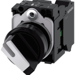 3SU1100-2BF60-3BA0 Selector, iluminable, 22 mm, redondo, plástico, negro, blanco, 1 NA