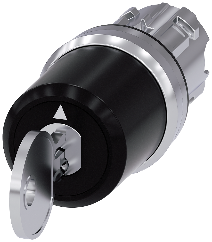 3SU1050-5BL01-0AA0 Interruptor de llave Siemens, 22 mm, redondo, metal, brillante, extracción de ll