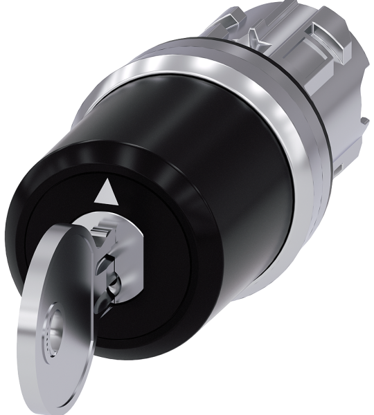 3SU1050-5PN01-0AA0 Interruptor de llave BKS, 22 mm, redondo, metal, brillante, extracción de llave 