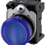 3SU1106-6AA50-1AA0 Lámpara de señalización, 22 mm, redonda, plástico, azul, lente lisa, 230 V AC