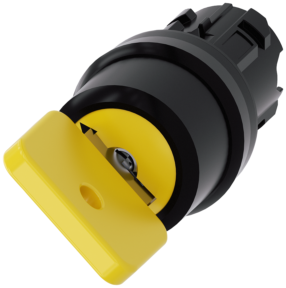 3SU1000-4JF11-0AA0 Interruptor de llave O.M.R., 22 mm, redondo, plástico, amarillo, extracción de l