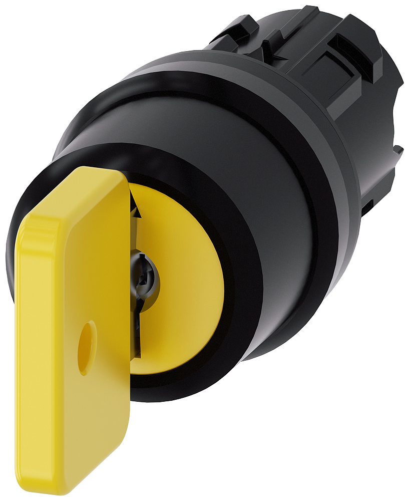 3SU1000-4JL11-0AA0 Interruptor de llave O.M.R., 22 mm, redondo, plástico, amarillo, extracción de l