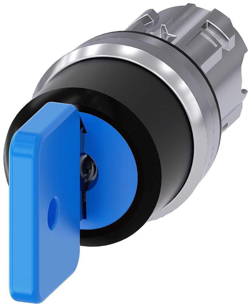 3SU1050-4GL11-0AA0 Interruptor de llave O.M.R., 22 mm, redondo, metal, brillante, azul, extracción 