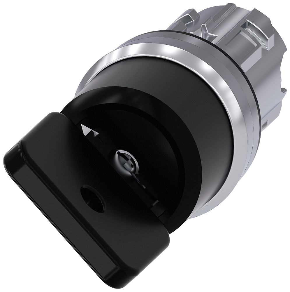 3SU1050-4HF21-0AA0 Interruptor de llave O.M.R., 22 mm, redondo, metal, brillante, negro, extracción