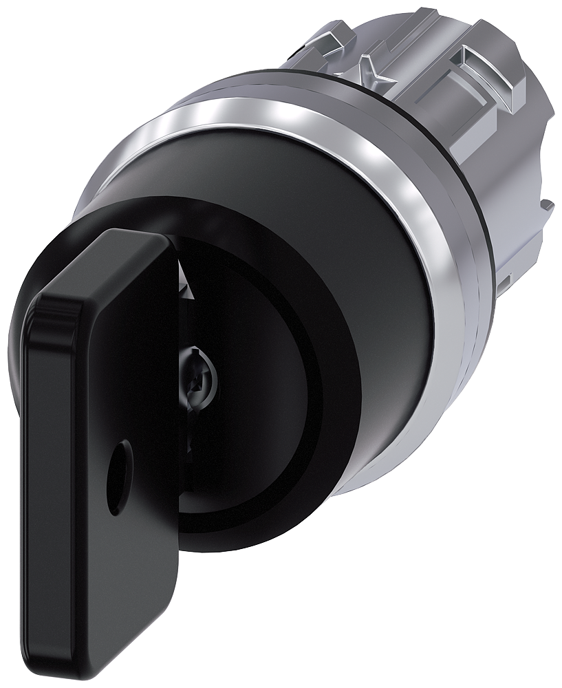 3SU1050-4HL11-0AA0 Interruptor de llave O.M.R., 22 mm, redondo, metal, brillante, negro, extracción