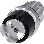 3SU1050-4BF21-0AA0 Interruptor de llave RONIS, 22 mm, redondo, metal, brillante, extracción de llav