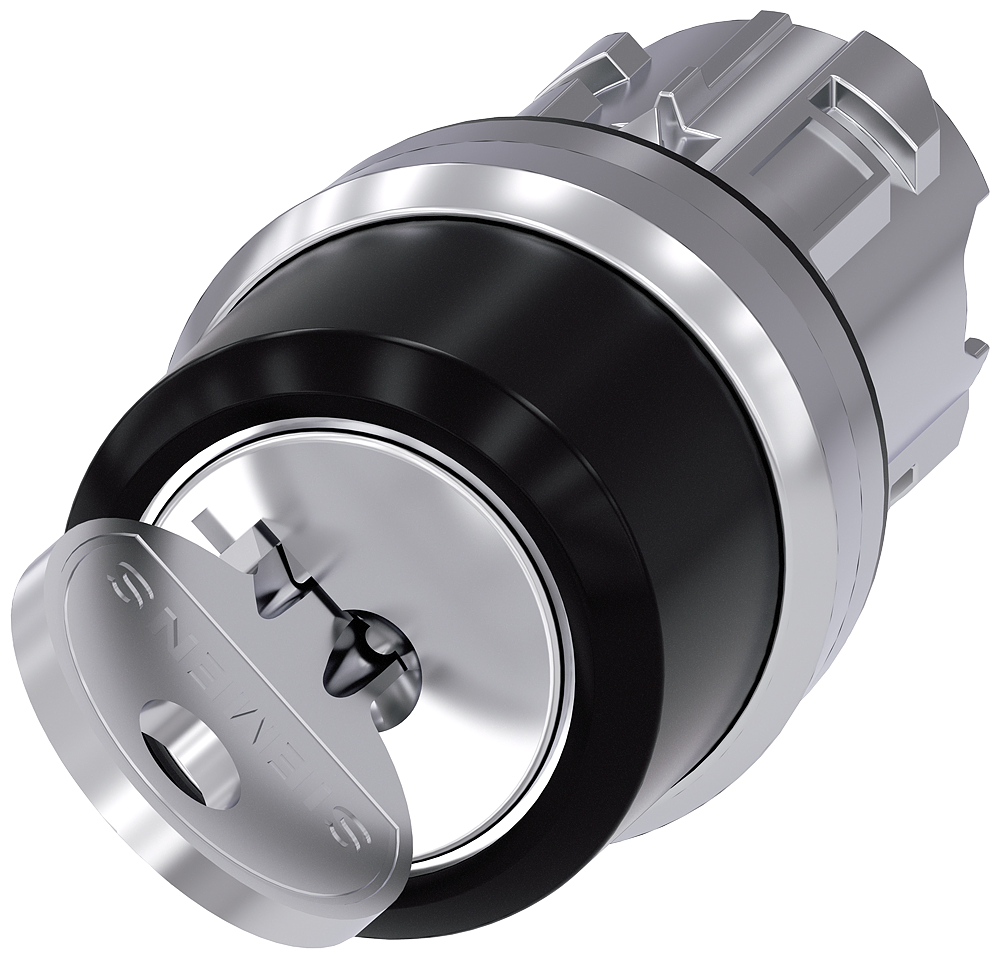 3SU1050-4BF21-0AA0 Interruptor de llave RONIS, 22 mm, redondo, metal, brillante, extracción de llav