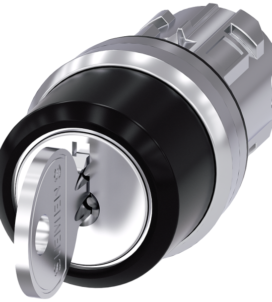 3SU1050-4BN51-0AA0 Interruptor de llave RONIS, 22 mm, redondo, metal, brillante, extracción de llav
