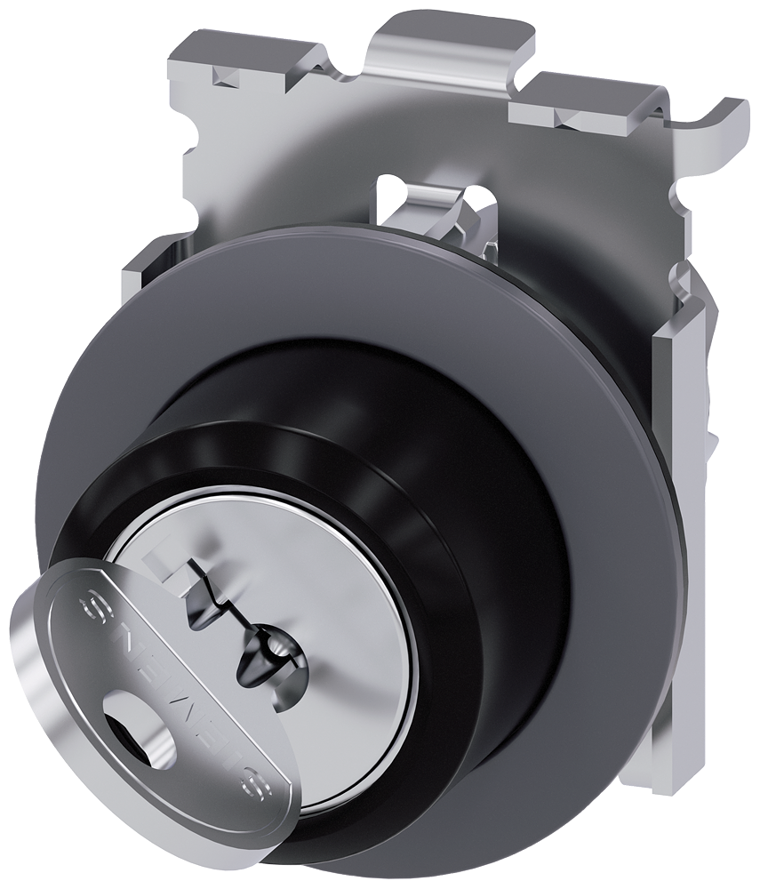 3SU1060-4LC01-0AA0 Interruptor de llave RONIS, 30 mm, redondo, metal, mate, extracción de llave en 