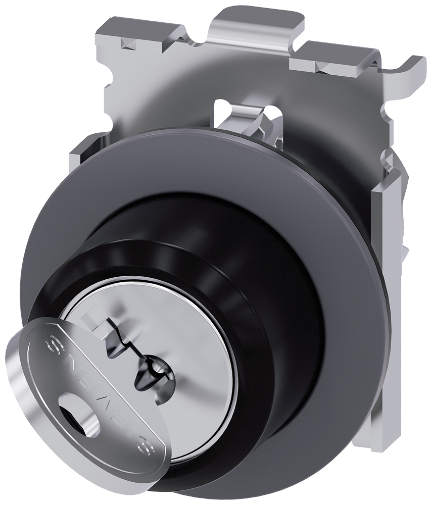 3SU1060-4LF01-0AA0 Interruptor de llave RONIS, 30 mm, redondo, metal, mate, extracción de llave en 