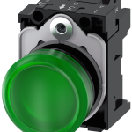 3SU1106-6AA40-3AA0 Lámpara de señalización, 22 mm, redonda, plástico, verde, lente lisa, 230 V AC