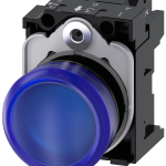 3SU1102-6AA50-3AA0 Lámpara de señalización, 22 mm, redonda, plástico, azul, lente lisa, 24 V AC/DC
