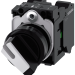 3SU1100-2BF60-3MA0 Selector, iluminable, 22 mm, redondo, plástico, negro, blanco, 1 NA + 1 NC