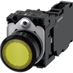 3SU1102-0AB30-1FA0 Pulsador, iluminado, 22 mm, redondo, plástico, amarillo, 1 NA + 1 NC, 24 V AC/DC