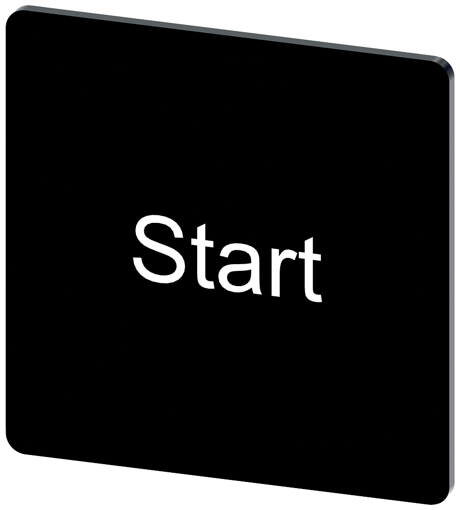 3SU1900-0AE16-0DT0 Plaquita de inscripción, 27 × 27 mm, plaquita negra, inscripción: Start