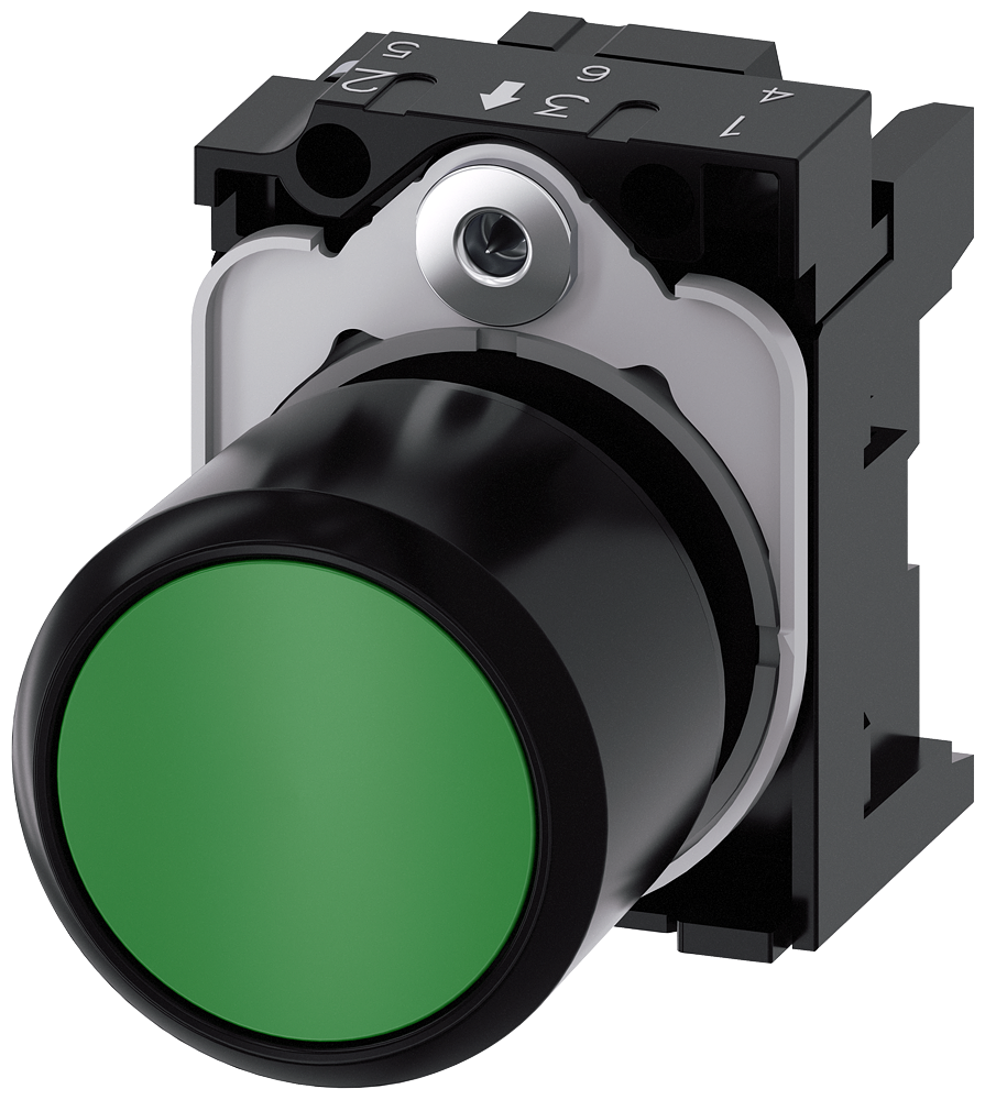 3SU1200-0EB40-0AA0 Pulsador, 22 mm, redondo, plástico, verde, botón
