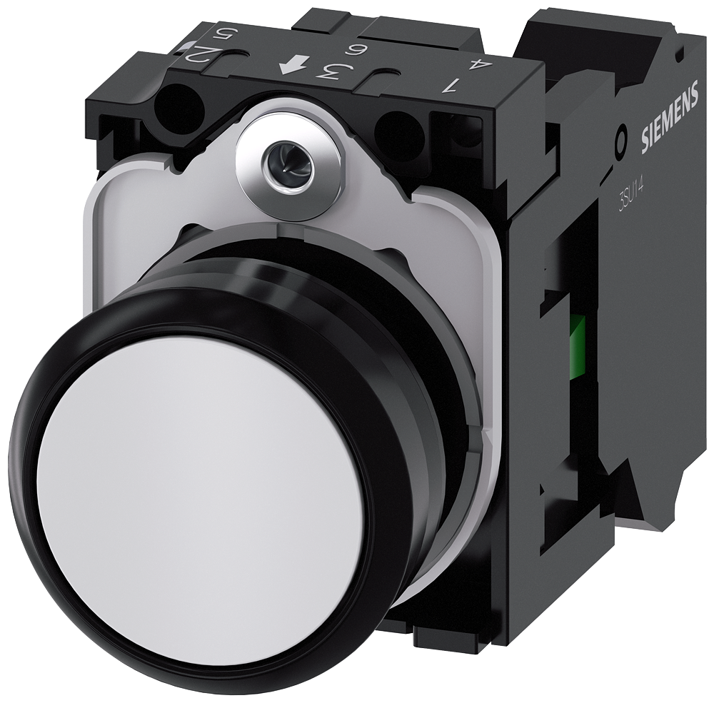 3SU1100-0AB60-3BA0 Pulsador, 22 mm, redondo, plástico, blanco, botón, 1 NA