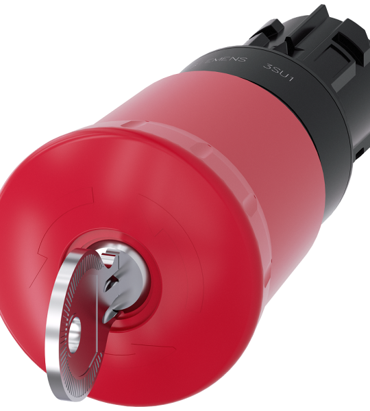 3SU1000-1HN20-0AA0 Pulsador de seta de parada de emergencia, 22 mm, redondo, plástico, rojo, con ce