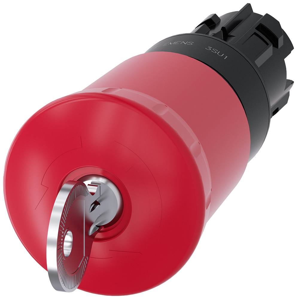 3SU1000-1HN20-0AA0 Pulsador de seta de parada de emergencia, 22 mm, redondo, plástico, rojo, con ce