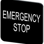 3SU1900-0AF16-0DA0 Plaquita de inscripción 22 × 22 mm, plaquita negra, inscripción: Emergency Stop