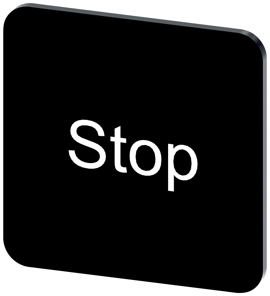 3SU1900-0AF16-0DS0 Plaquita de inscripción 22 × 22 mm, plaquita negra, inscripción: Stop