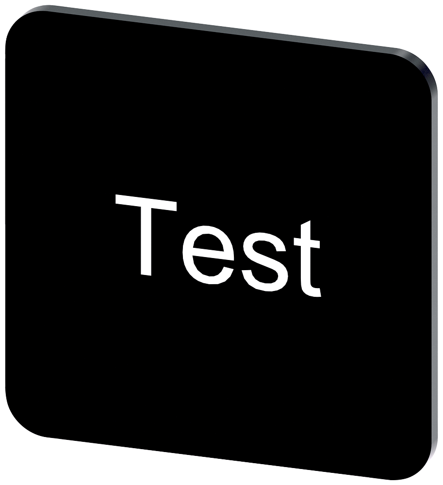 3SU1900-0AF16-0DV0 Plaquita de inscripción 22 × 22 mm, plaquita negra, inscripción: Test