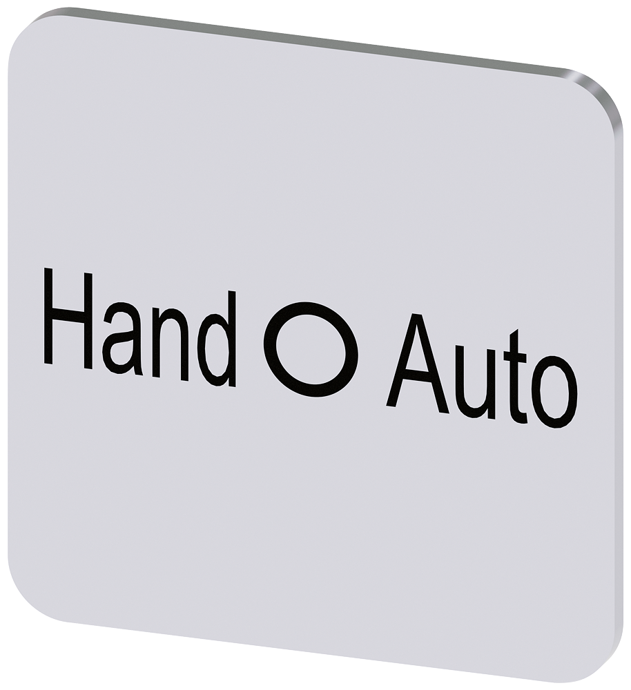 3SU1900-0AF81-0DD0 Plaquita de inscripción 22 × 22 mm, rótulo plateado, inscripción: Hand O Auto