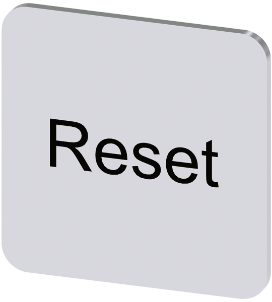 3SU1900-0AF81-0DU0 Plaquita de inscripción 22 × 22 mm, rótulo plateado, inscripción: Reset
