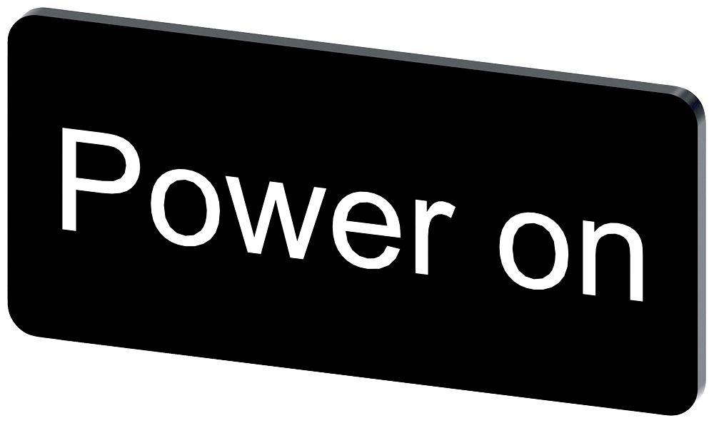 3SU1900-0AC16-0DG0 Plaquita de inscripción, 12,5 × 27 mm, plaquita negra, inscripción: Power off