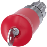 3SU1050-1HK20-0AA0 Pulsador de seta de parada de emergencia, 22 mm, redondo, metal, brillante, rojo