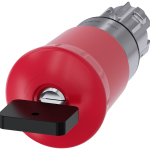 3SU1050-1HU20-0AA0 Pulsador de seta de parada de emergencia, 22 mm, redondo, metal, brillante, rojo