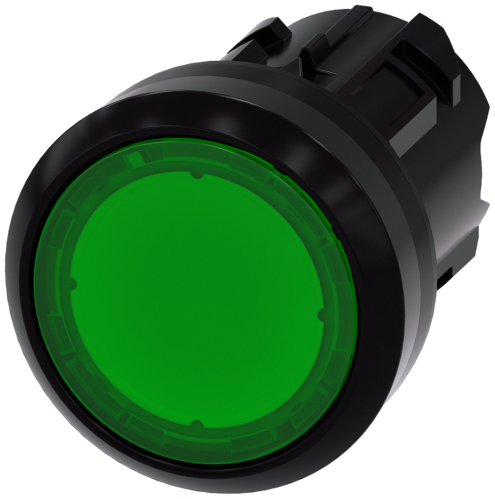 3SU1001-0AB40-0AA0 Pulsador rasante luminoso VERDE pvc redondo 22mm