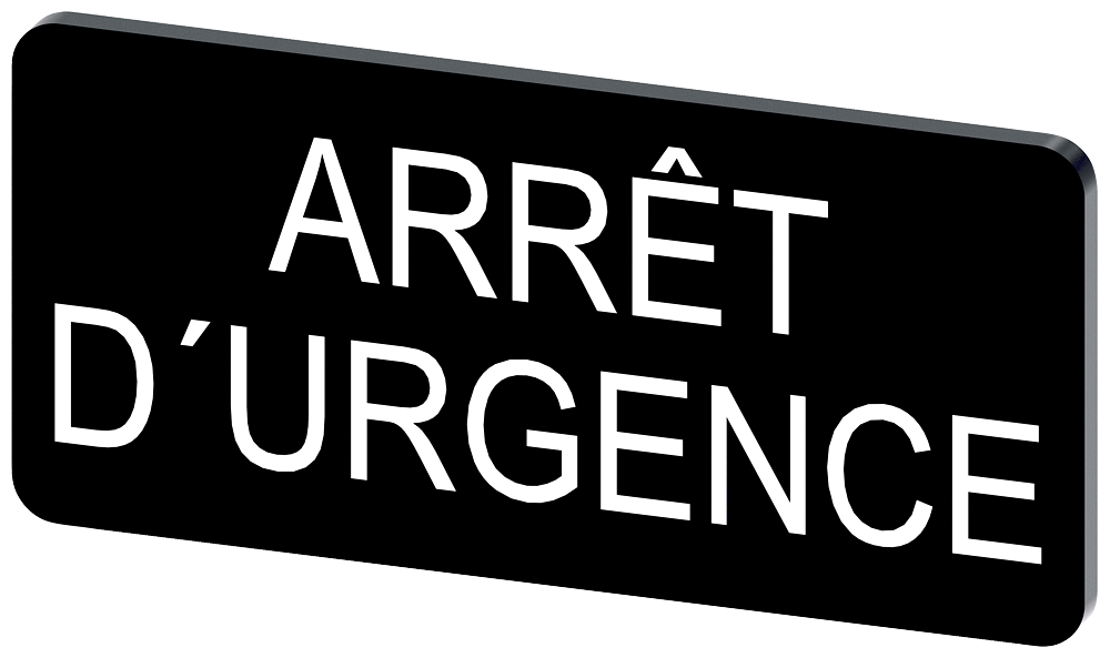 3SU1900-0AC16-0GQ0 Plaquita de inscripción, 12,5 × 27 mm, plaquita negra, inscripción: Arret D&amp;apos