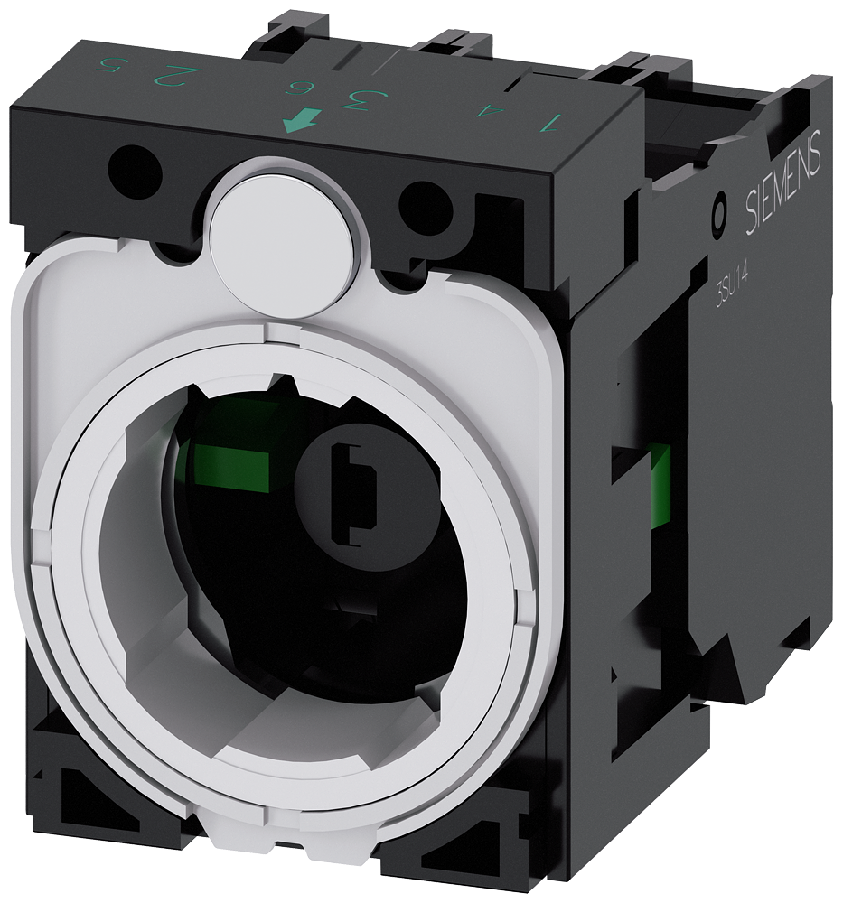 3SU1501-1AG40-1NA0 Soporte para 3 módulos, 1 NA, 1 NA, módulo LED, verde, 6-24 V AC/DC