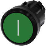 3SU1000-0AB40-0AC0 Pulsador, 22 mm, redondo, plástico, verde, inscripción: I, botón