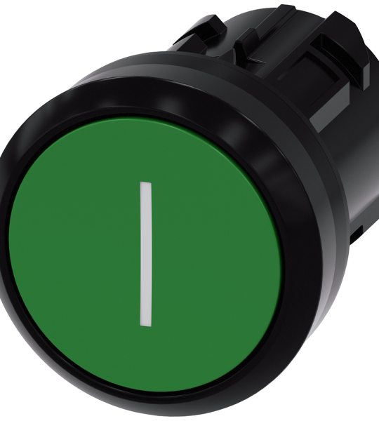 3SU1000-0AB40-0AC0 Pulsador, 22 mm, redondo, plástico, verde, inscripción: I, botón