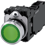3SU1156-0AB40-1FA0 Pulsador, iluminado, 22 mm, redondo, metal, brillante, verde, 1 NA + 1 NC