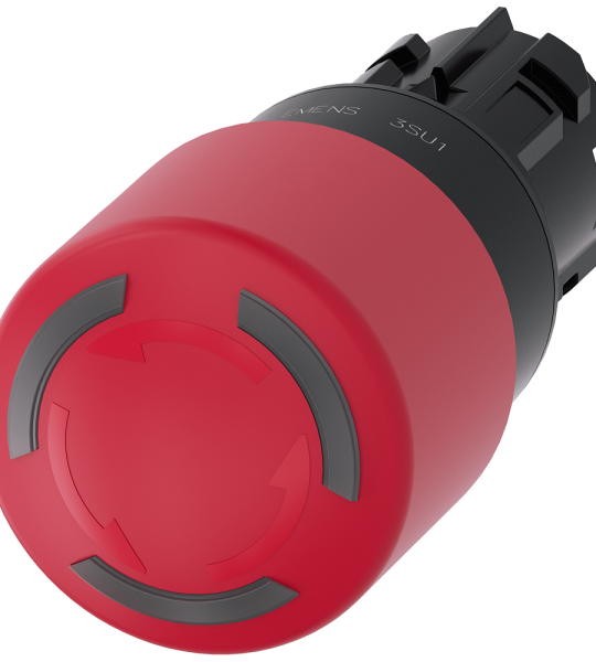 3SU1001-1GB20-0AA0 Pulsador de seta de parada de emergencia, iluminado, 22 mm, redondo, plástico, r