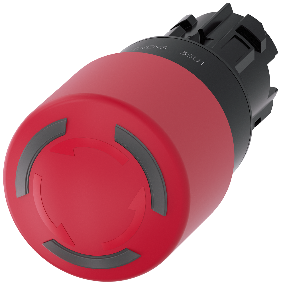 3SU1001-1GB20-0AA0 Pulsador de seta de parada de emergencia, iluminado, 22 mm, redondo, plástico, r