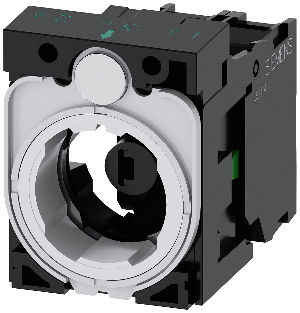3SU1501-1AG60-1BA0 Soporte para 3 módulos, 1 NA, módulo LED, blanco, 6-24 V AC/DC