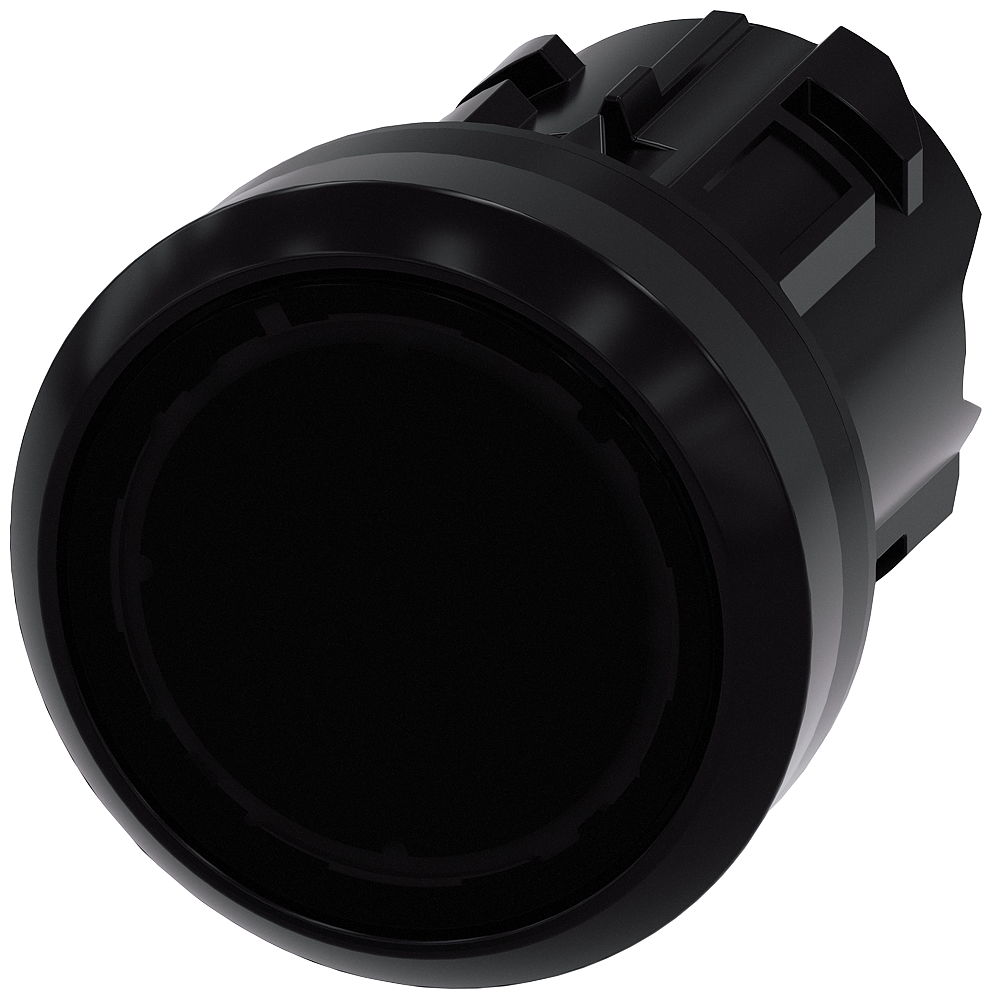 3SU1001-0AB10-0AA0 Pulsador, con diseño de pulsador luminoso, 22 mm, redondo, plástico, negro