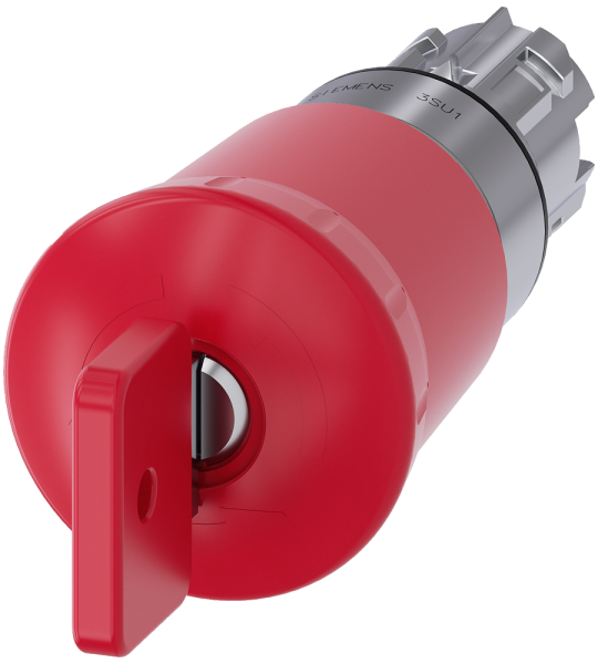 3SU1050-1HQ20-0AA0 Pulsador de seta de parada de emergencia, 22 mm, redondo, metal, brillante, rojo