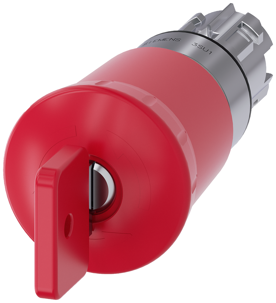 3SU1050-1HQ20-0AA0 Pulsador de seta de parada de emergencia, 22 mm, redondo, metal, brillante, rojo