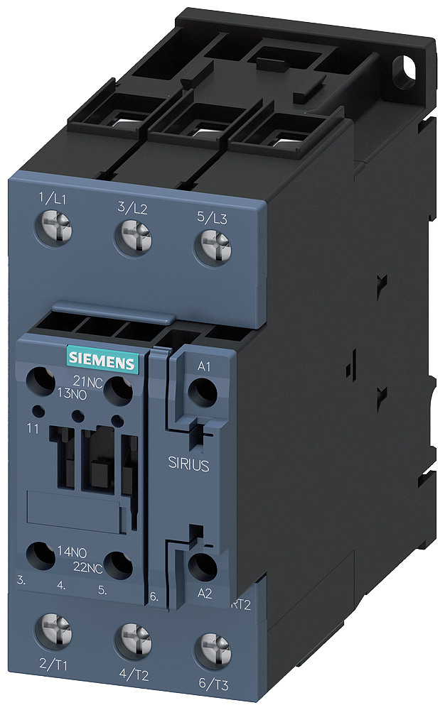 3RT2035-1NB30-0CC0 Contactor, AC-3e, 40 A/18,5 kW/400 V, 3 polos, 20-33 V AC/DC, 1 NA + 1 NC, borne