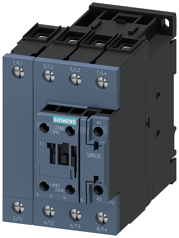 3RT2336-1AH20 Contactor, AC-1, 60 A/400 V/40 °C, S2, 4 polos, 48 V AC, 50/60 Hz, 1 NA + 1 NC