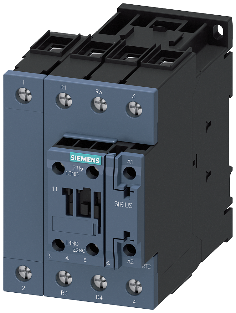 3RT2535-1AF00 Contactor, AC-3, 2 NA + 2 NC, 18,5 kW, 110 V AC, 50 Hz, 4 polos, 2 NA + 2 NC, 1 