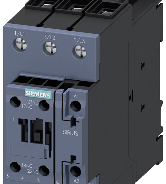 3RT2035-1AP00 Contactor, AC-3e, 40 A/18,5 kW/400 V, 3 polos, 230 V AC/50 Hz, 1 NA + 1 NC, born