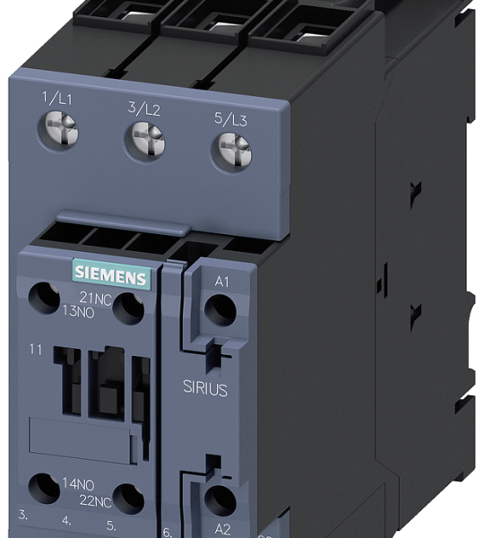 3RT2038-1AG20 Contactor, AC-3e, 80 A/37 kW/400 V, 3 polos, 110 V AC, 50/60 Hz, 1 NA + 1 NC, bo