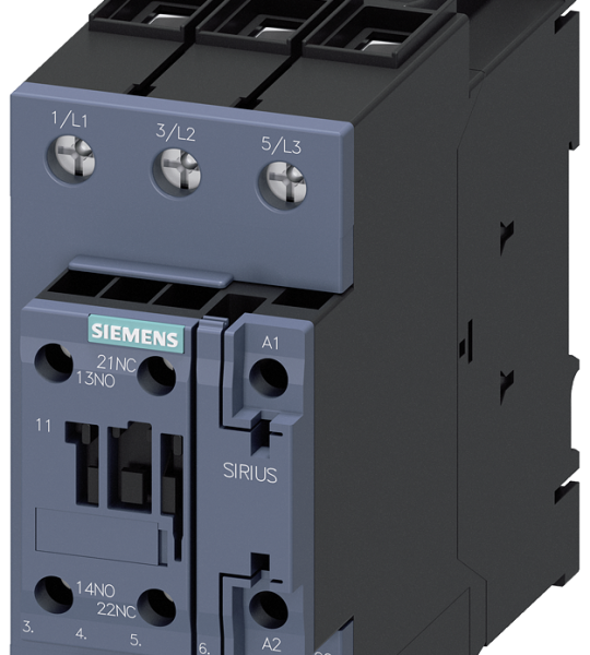 3RT2037-1NP30 Contactor, AC-3e, 65 A/30 kW/400 V, 3 polos, 175-280 V AC/DC, 1 NA + 1 NC, borne
